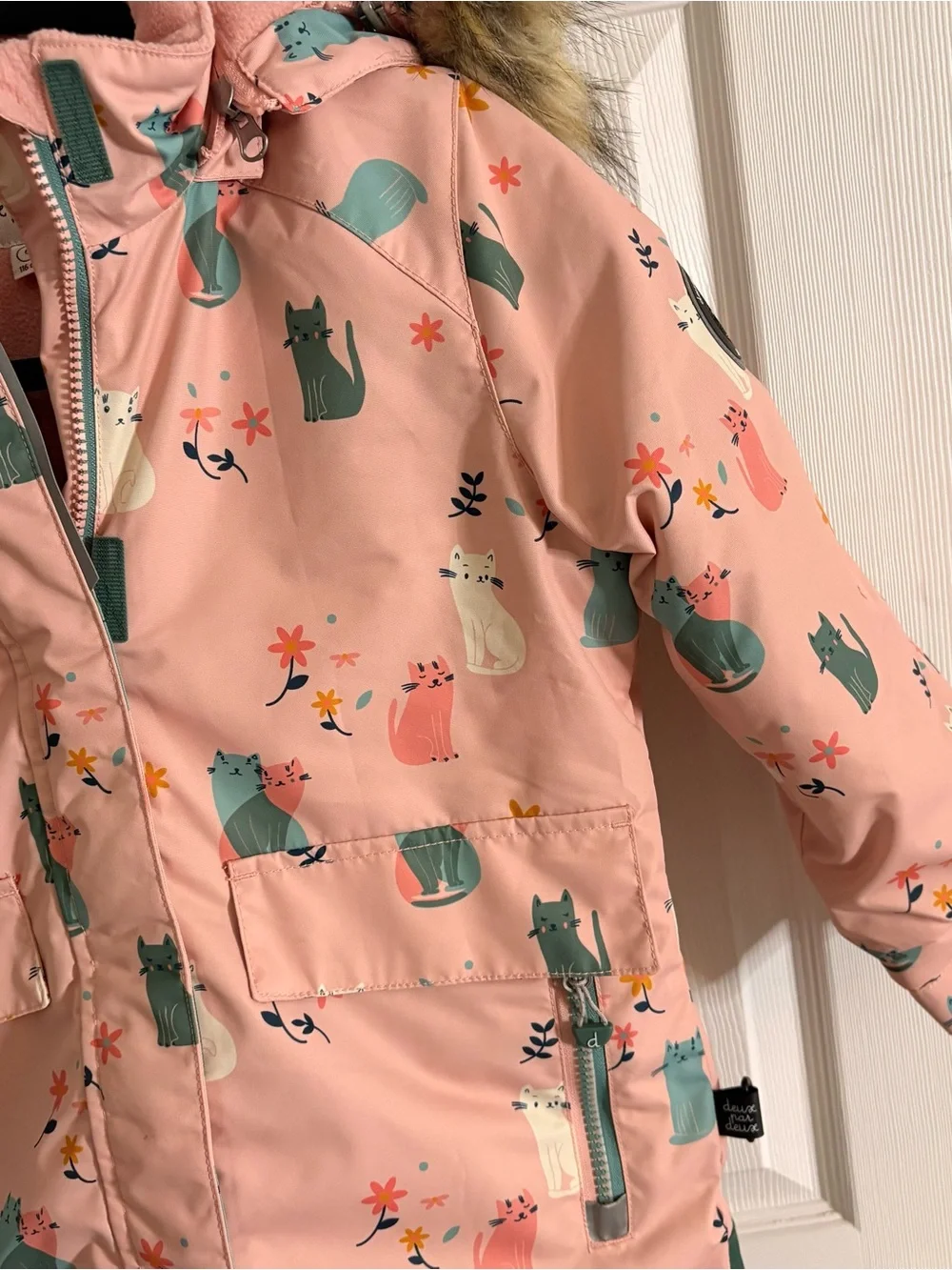 Children’s Girls Deux par Deux Winter Snow Jacket Printed Novelty Cats Sz 6